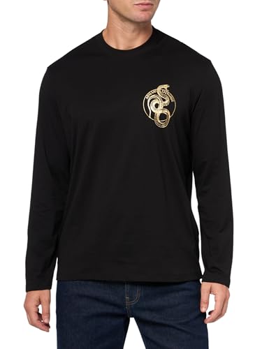 Armani Exchange Men's Snake Graphic Long Sleeve Tee, Black, XX